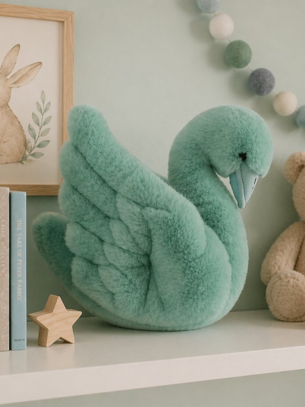1990's Disney Sheraton Swan Hotel Promo Swan Seafoam Green Nursery Decor 10"